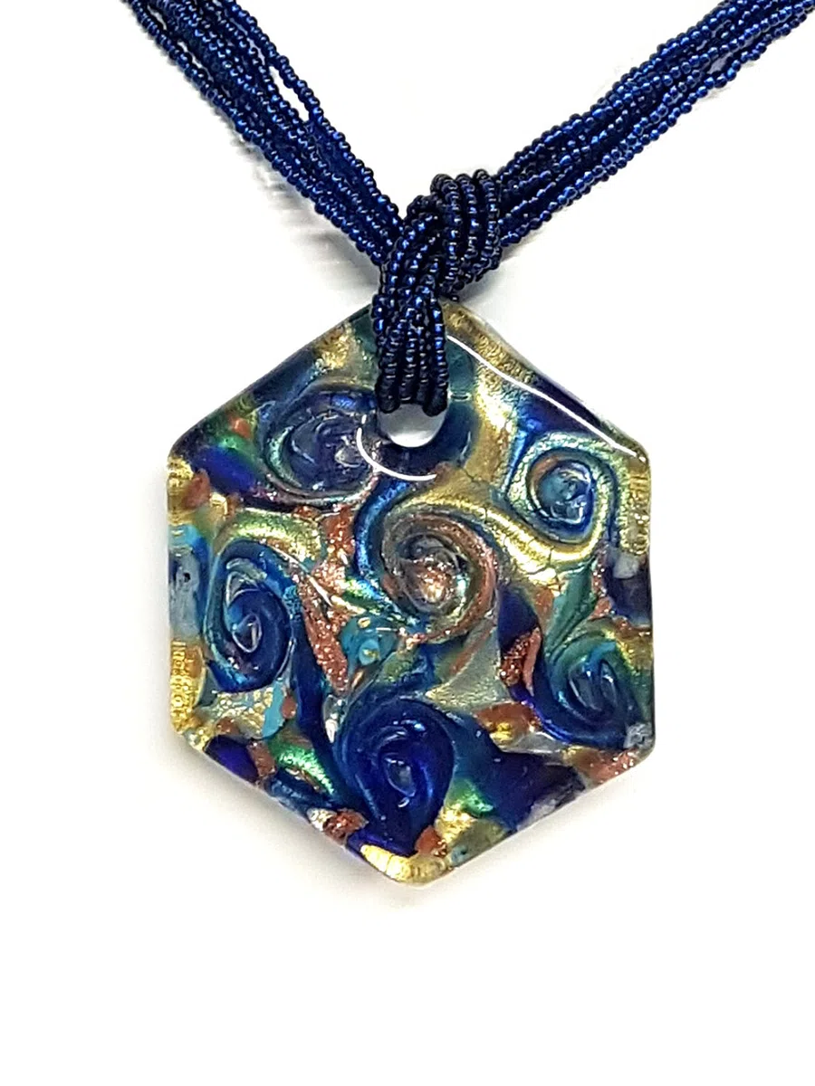 Venetiaurum - Collar multihilos para Mujer con Colgante en Cristal de Murano Original y Plata 925 - Joya certificada Made In Italy