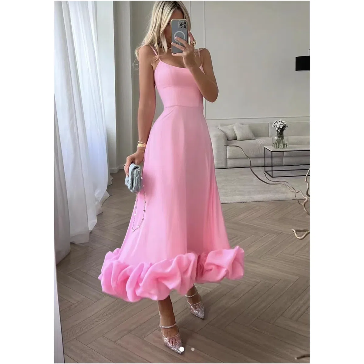 Vestidos de Verano Vestidos Largos de Verano Femeninos Vestidos Casuales de Tirantes Delgados Vestidos de Vacaciones Vestidos de Playa, HUTALIM, Albaricoque, XL