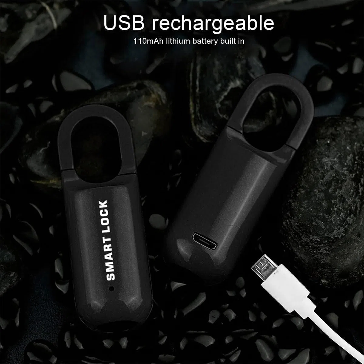 Candado Inteligente con Huella Dactilar: Cerradura Biométrica Sin Llave con Carga USB para Taquillas De Gimnasio De Alta Seguridad, Cobertizos, Trasteros, Equipaje Y Maletas. Black+Red