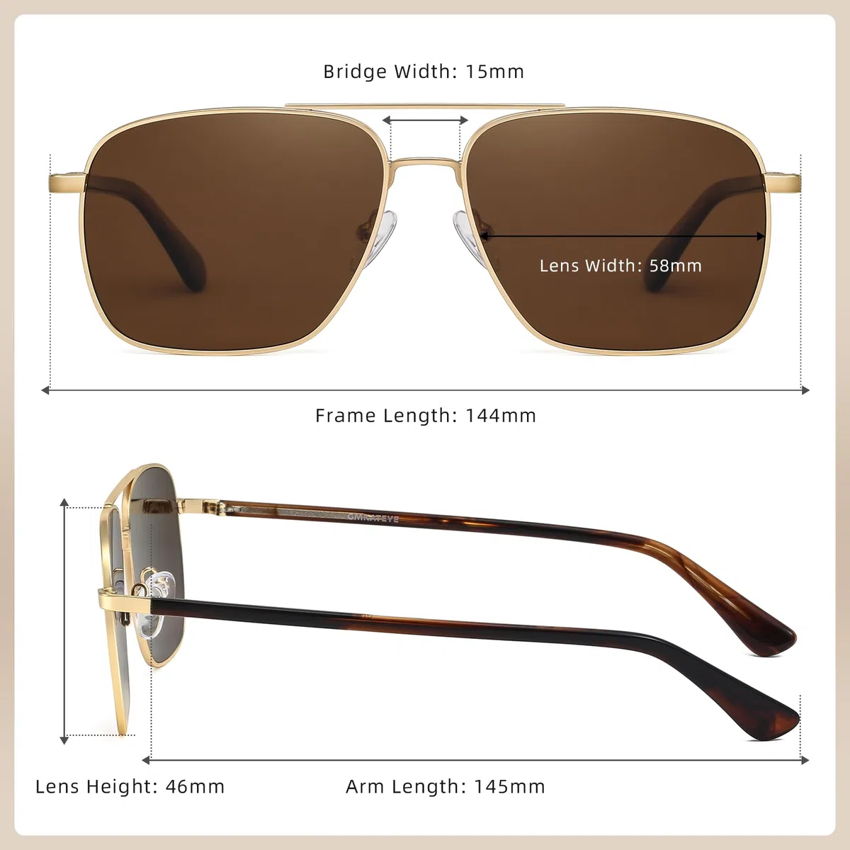 Lentes de sol polarizados de aviador para hombres y mujeres, protección UV400, retro, cuadrados, frescos, gafas de sol