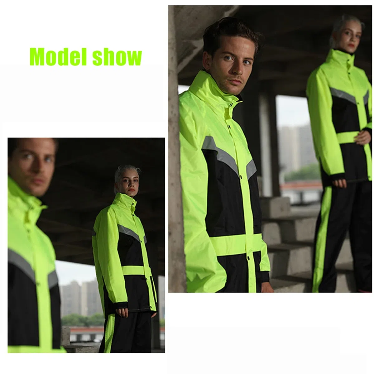 Ciclismo de la Motocicleta Trajes de Lluvia Pesca Impermeable Abrigo de Lluvia con Capucha, Ligero, Transpirable, Ponchos de Lluvia de Alta Visibilidad para Senderismo, Viajar, Acampar