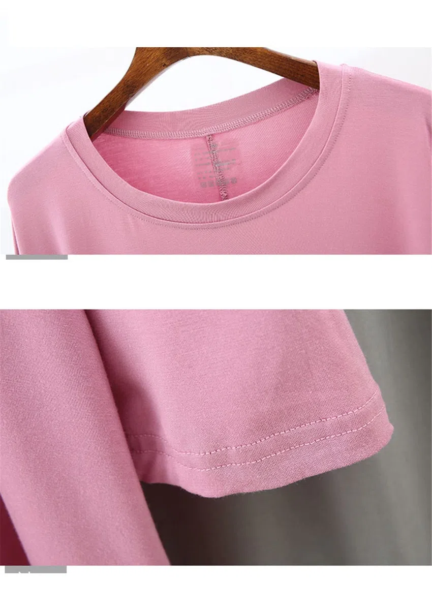 Conjunto de pijama de mujer de color de contraste de algodón cómodo para mujer, Imagen7, talla única