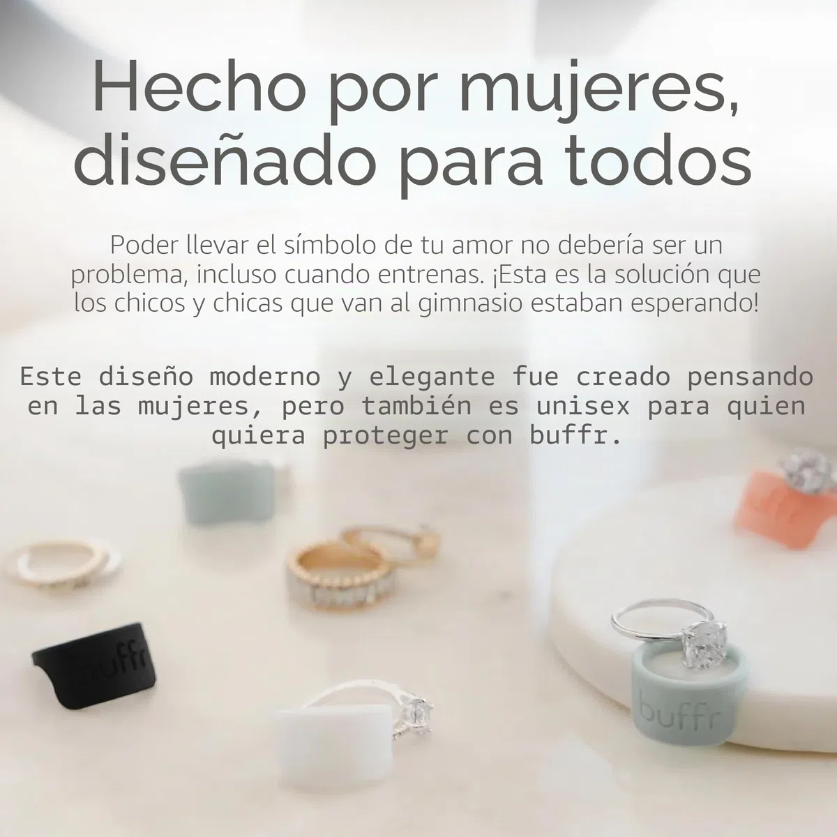 BUFFR Anillos de boda de silicona para mujer, protector de anillo para entrenamiento, anillos de compromiso y anillos de boda para levantar pesas, protector de cubierta de anillo
