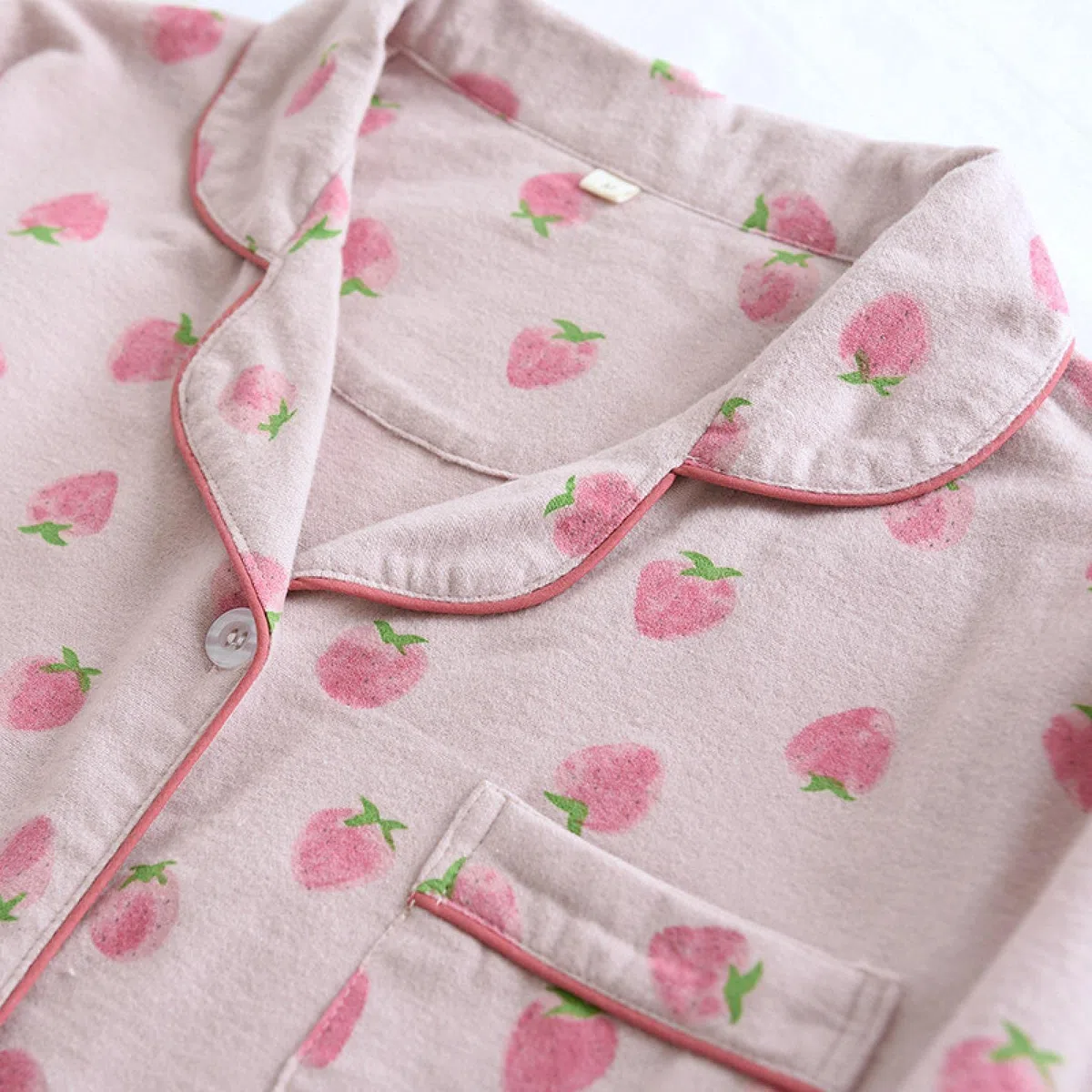Un Pijama Cómodo Pijamas De Mujer Pijamas De Mujer Pijamas De Otoño Conjunto De Pijamas De Mujer Pantalones De Manga Larga De Algodón Puro Ropa De Dormir para Mujer,Strawberry-Pink-XL