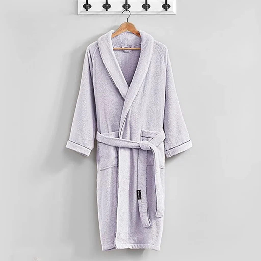 Albornoces De Tela De Rizo para Mujer, Bata De Baño De Manga Larga, Unisex, De Algodón Puro, para Playa, Ducha, Sauna, Sudor, Vapor, SPA, Pijamas Suaves, Abrigos De Casa
