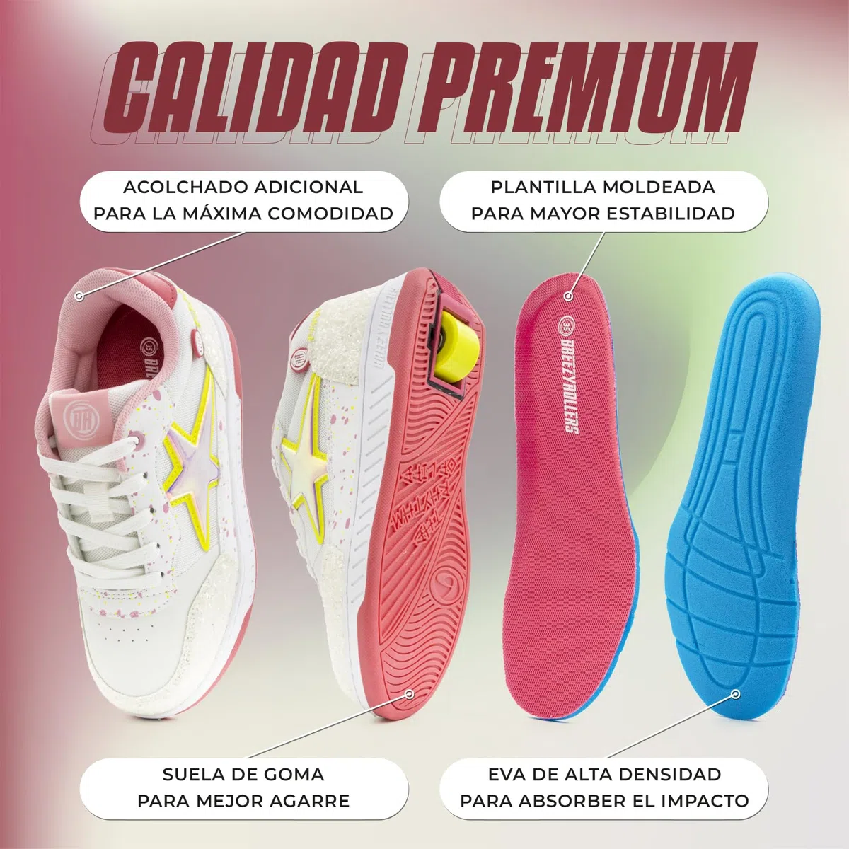 BREEZY ROLLERS Zapatos con ruedas para niños I Zapatillas de patinaje para niños I Desde zapatos de calle para niños hasta patines en pocos segundos. Sistema de clic patentado. Zapatillas con ruedas