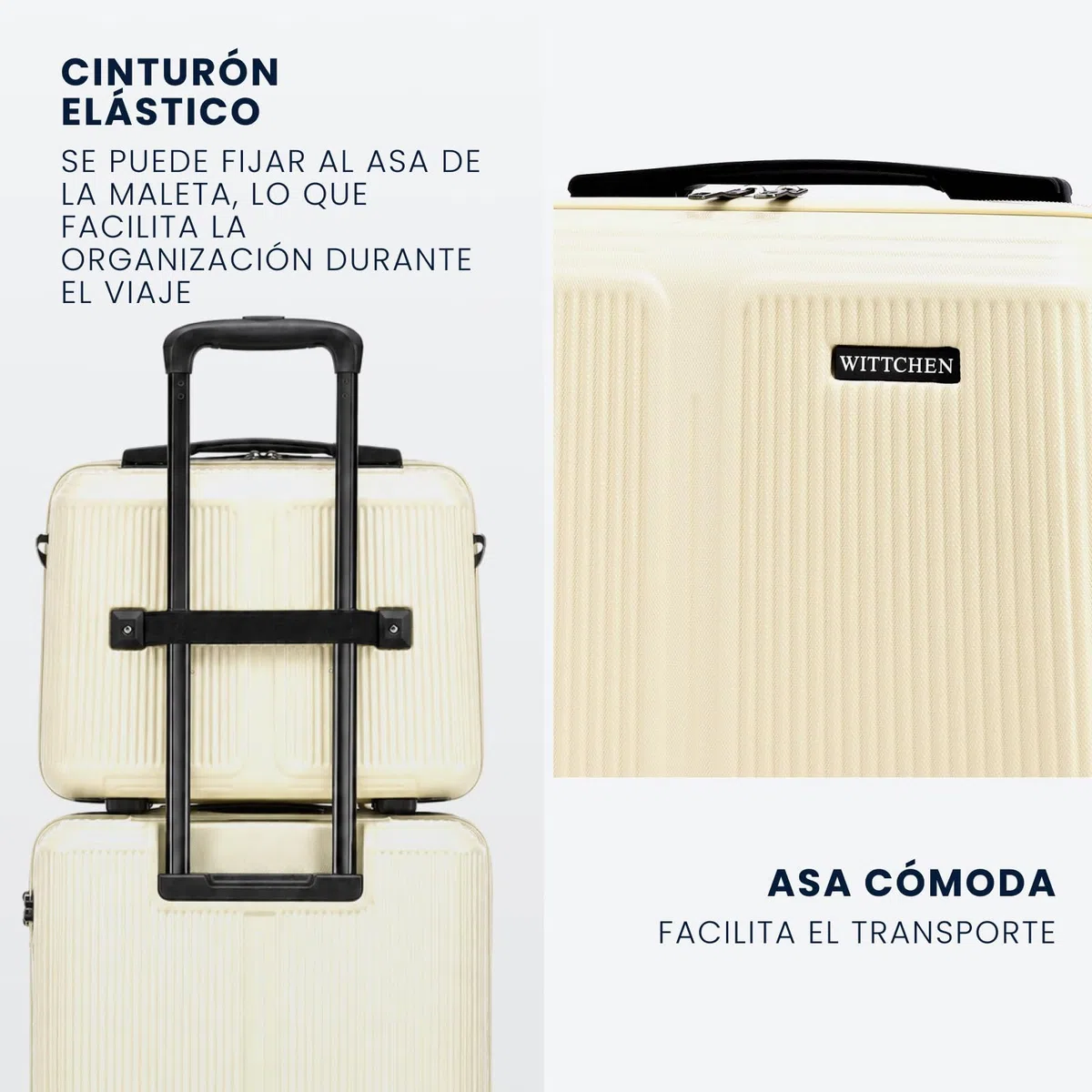 WITTCHEN Stripes Line Neceser Estuche para cosméticos Neceser de Viaje Equipaje rígido ABS Asa cómoda Correa para Hombro Crema