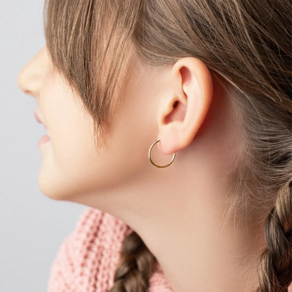 Aritos de oro pequeños finos 15mm 8k 9k 14k 18k Oro amarillo ancho 1.3mm Pendientes de Aro Mujer Niña Hombre Aros de oro Con caja de regalo de joyería