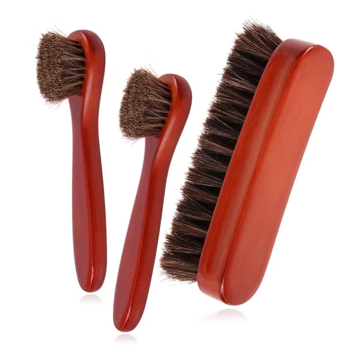 Cepillo de Crin de Caballo Cepillo de Pelo Caballo Combinación Limpieza Zapatos Cuero Horse Hair Brush 15CM+2 Long Handle Small Round Brushes