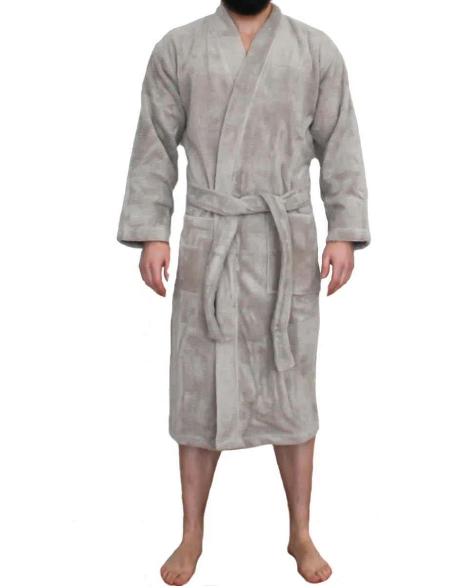 Albornoz para hombre y mujer, tejido de rizo de 100% algodón ecológico, certificación GOTS, ideal como bata y para sauna, 440 g/m², algodón, beige, large/extra-large