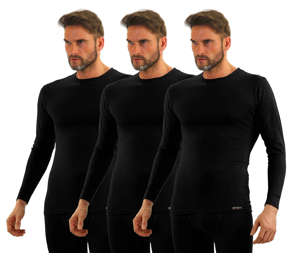 Sesto Senso Camiseta de Manga Larga Hombre Algodón 3 Pack de Camisas Ropa Interior Térmica