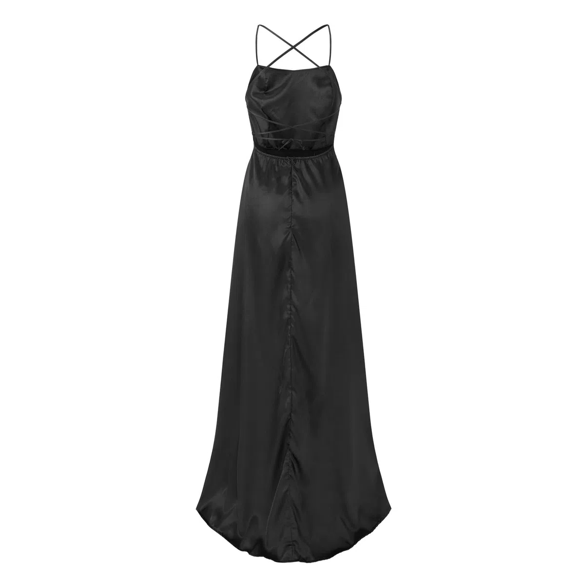Generisch Vestido de fiesta largo para mujer, elegante, sin espalda, largo, de satén, espagueti, para fiesta, con abertura lateral, para boda, fiesta de noche, con bolsillos