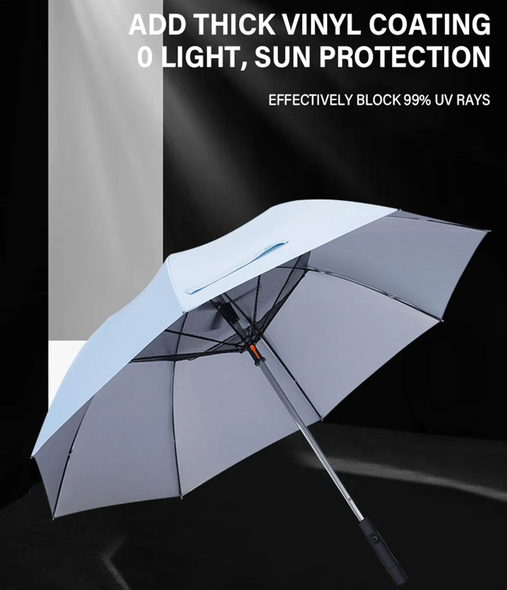 Sombrilla con ventilador de refrigeración, recargable UPF 50+ protección UV al aire libre para actividades de verano, golf, playa y picnics - Protección solar personal
