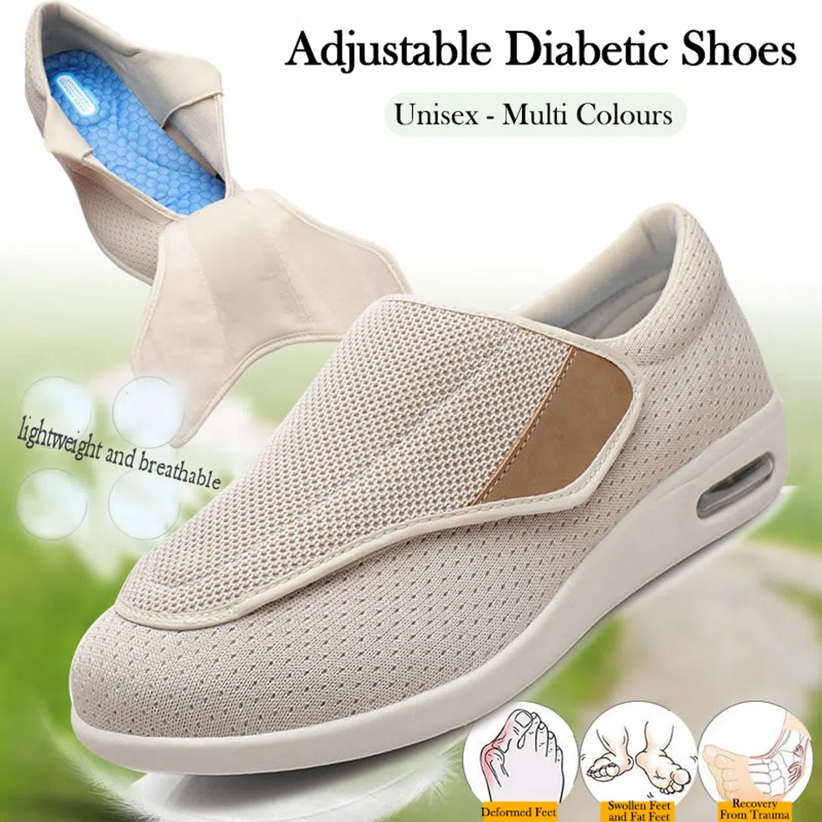 Zapatos para DiabéTicos para Hombre, Zapatos Ajustables para Edemas, Zapatos Extra Anchos Sin Cordones, Zapatos OrtopéDicos para Caminar, Transpirables, para Pies Hinchados