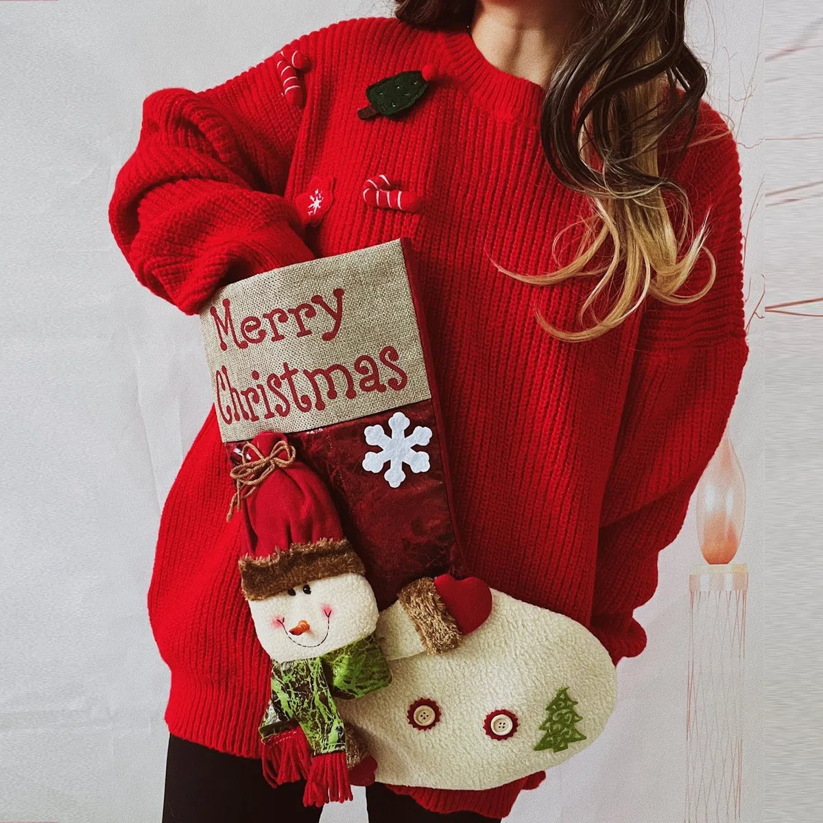 Genérico para mujer, suéter de Navidad, cuello redondo, otoño, invierno, regular, al aire libre, diario, moda, informal, suave, manga larga