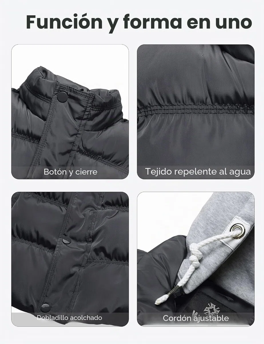Wantdo Chaleco Acolchado de Algodón para Mujer Chaleco Cálido de Invierno Calentador de Cuerpo con Capucha Extraíble Mujer