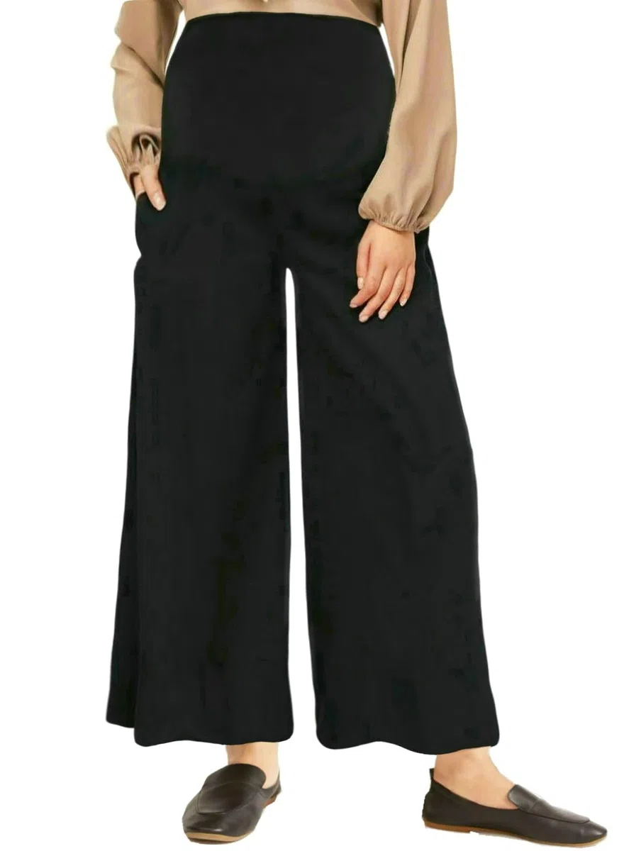 Pantalones palazzo de maternidad de pierna ancha con bolsillos, pantalones holgados de maternidad de 28 pulgadas, para trabajo y yoga