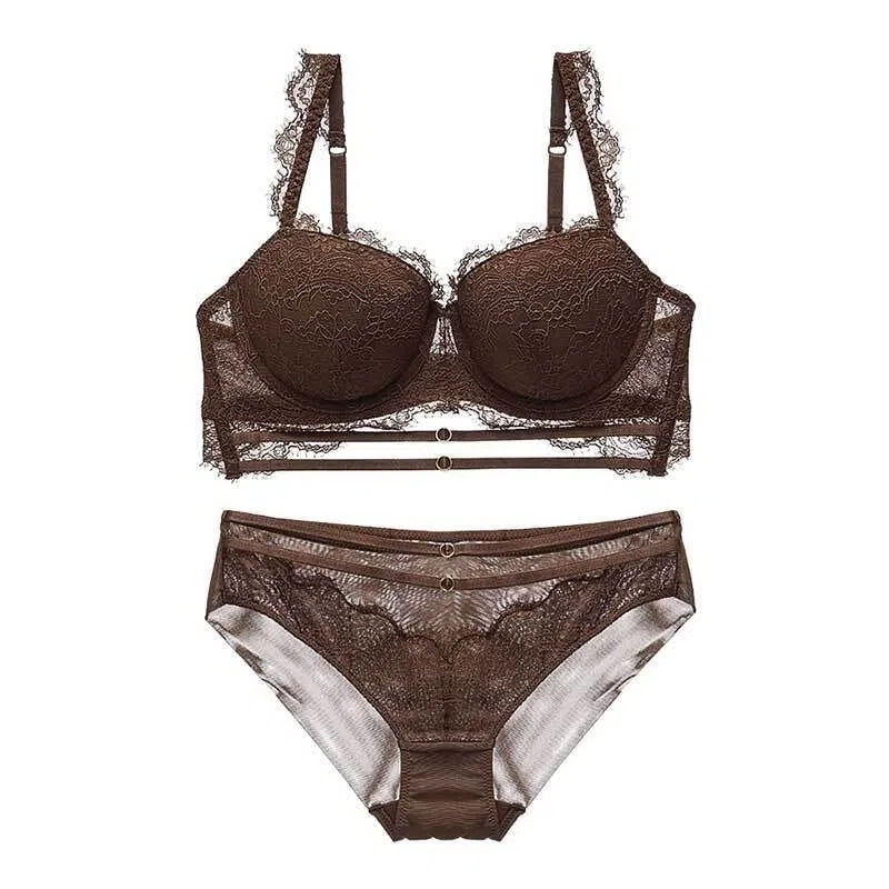 Conjunto de sujetador de mujer Push Up Strappy acolchado Copa Volantes Tirantes Conjunto de lencería con aros Conjunto de sujetador para mujer (Color: A, Tamaño: 80A)