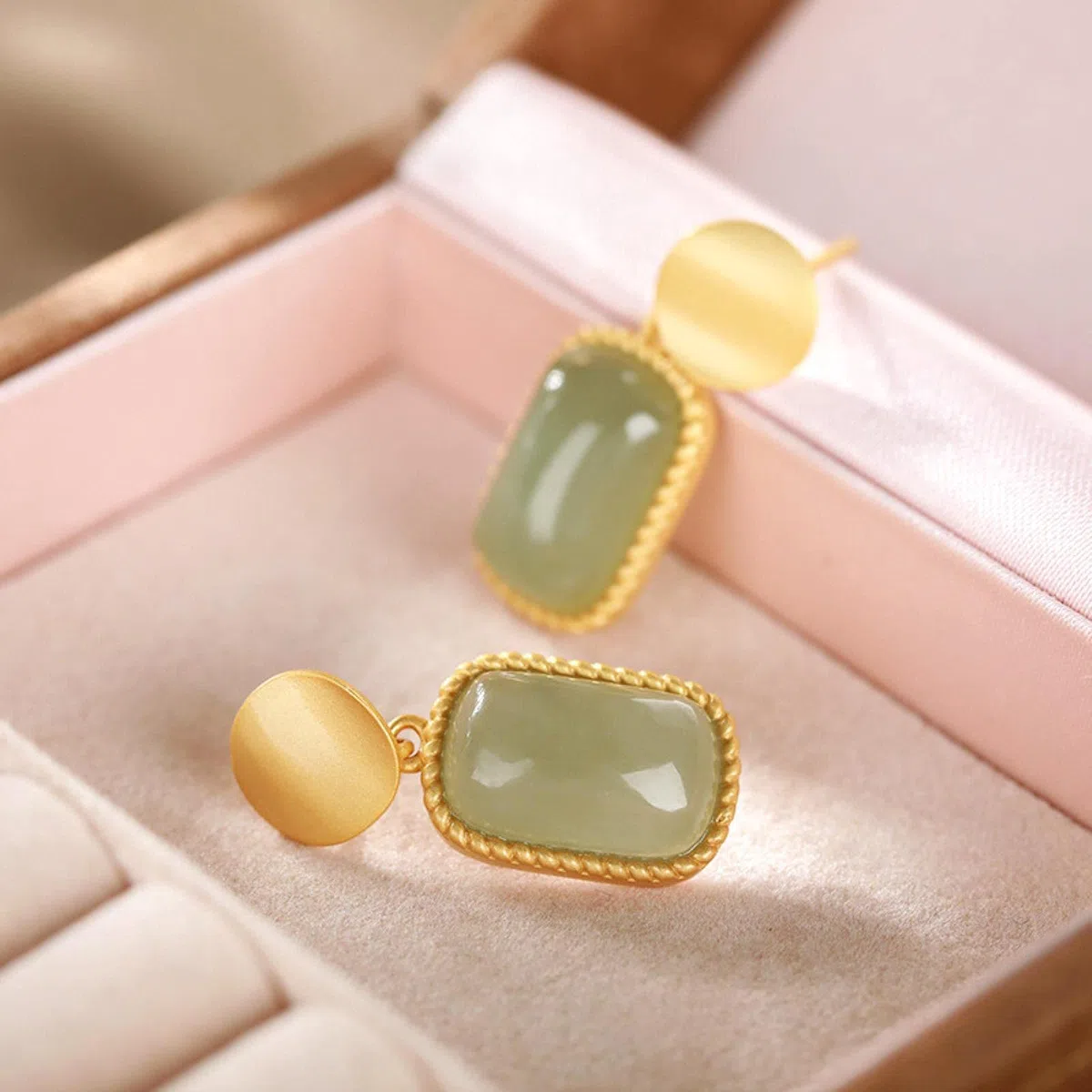 LOKILOKI Pendientes De Botón De Jade Cian Natural De Plata De Ley 925 para Mujer, Joyería Vintage Hecha A Mano De Estilo Chino para Mujer