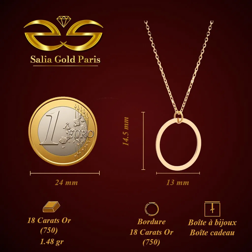 Collar con círculo para mujer de oro amarillo de 18 quilates – Anillo minimalista de 13 mm en cadena fina 1,48 gr – Joya moderna y luminosa para cualquier ocasión – Salia Gold Paris