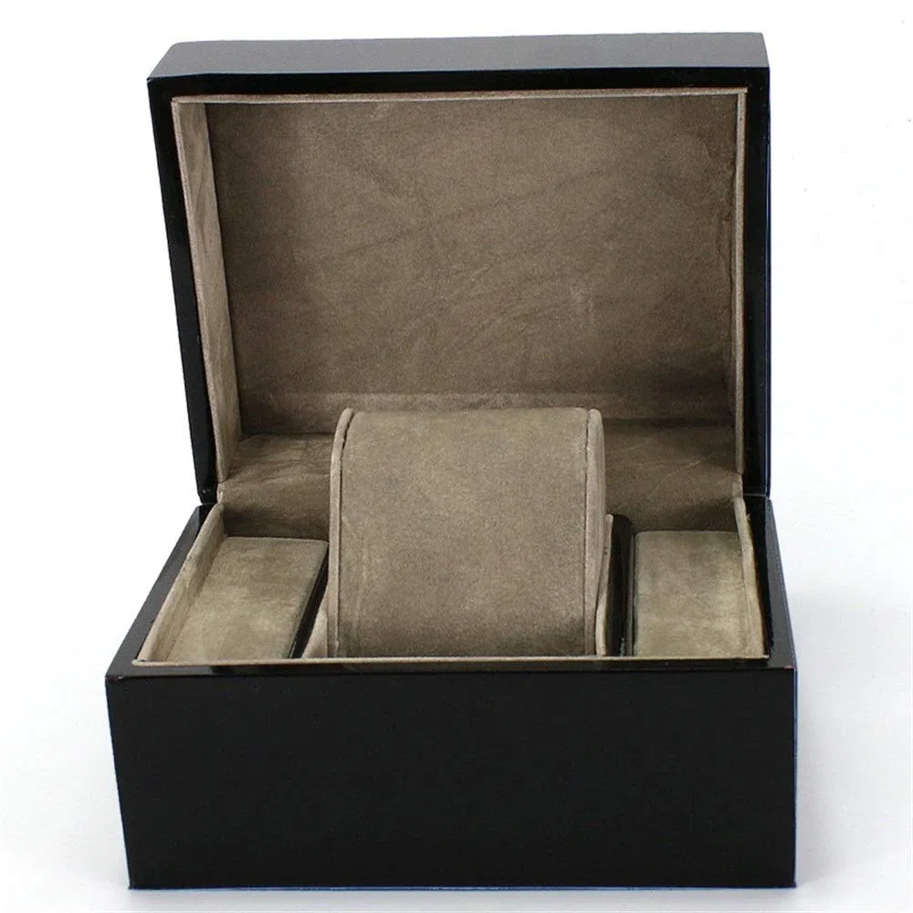 Chtom Caja de almacenamiento de reloj Caja de almacenamiento de reloj de madera para viajes, caja organizadora de relojes (color: negro, tamaño: S) (color: negro, tamaño: pequeño)