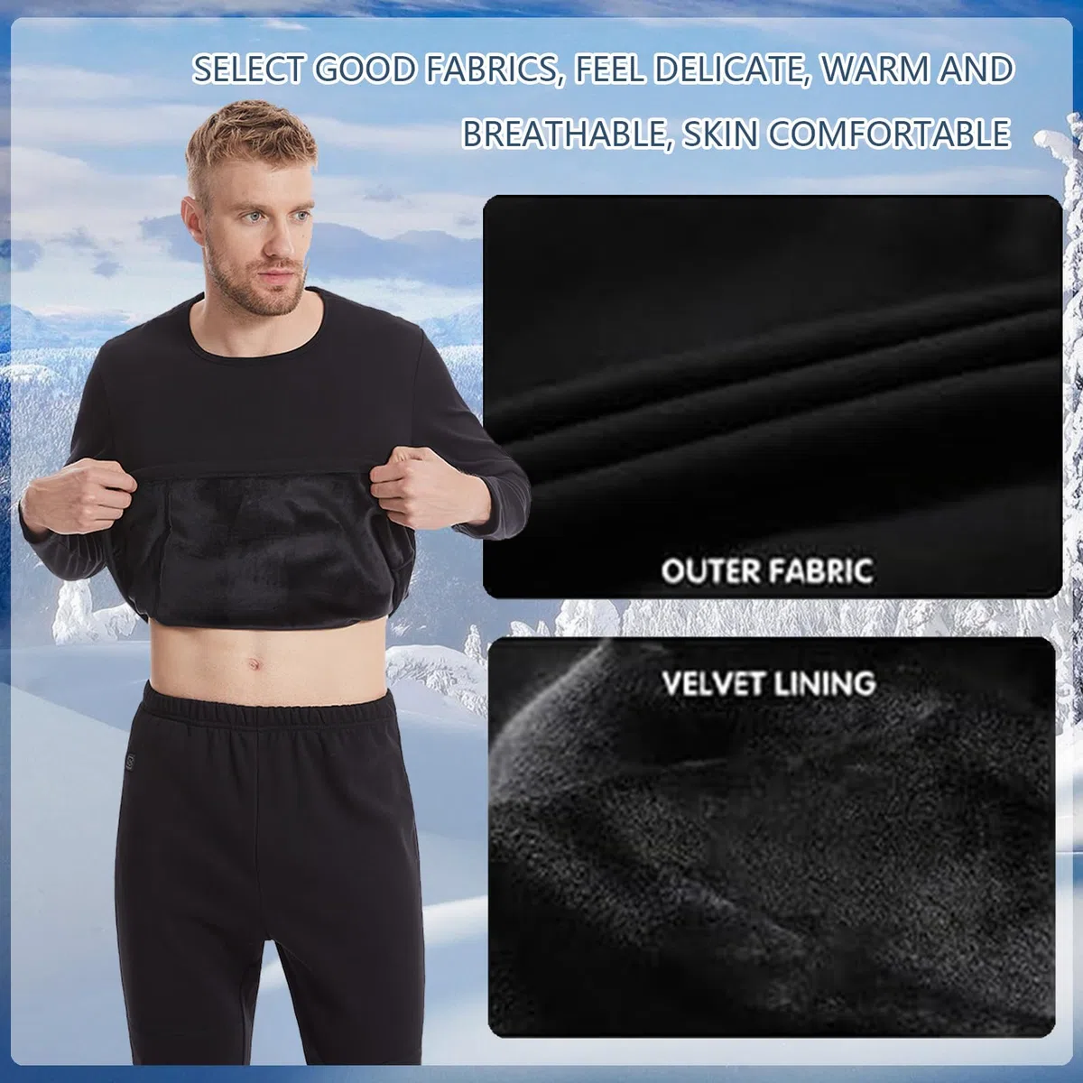 Pantalones térmicos eléctricos de Terciopelo para Hombre con 12 Zonas de Calentamiento para Esquiar al Aire Libre en Invierno.