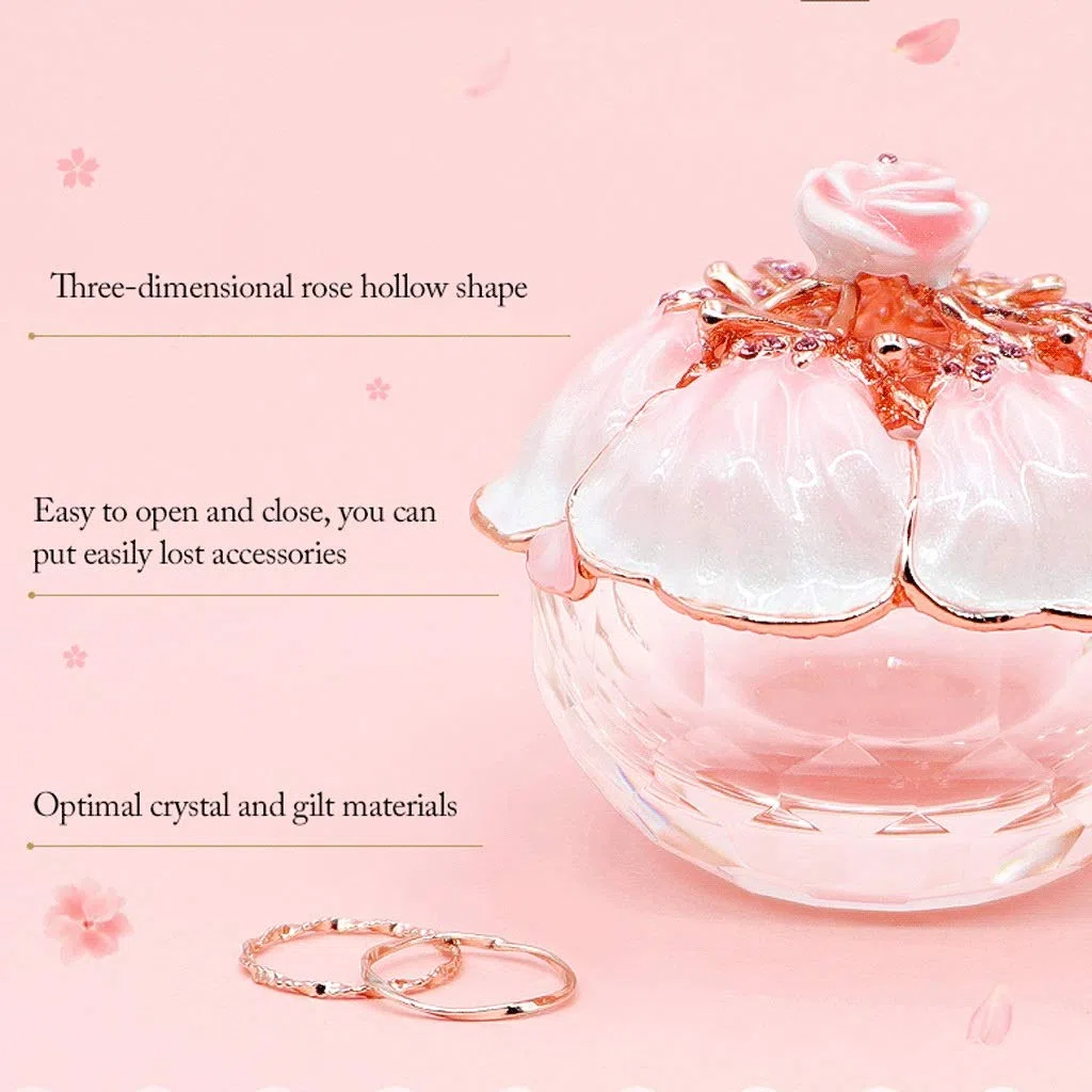 NZPOST Joyero de Cristal con Tapa de aleación de estaño, pequeño joyero, Organizador de Joyas, Anillos, Collares y Recuerdos.
