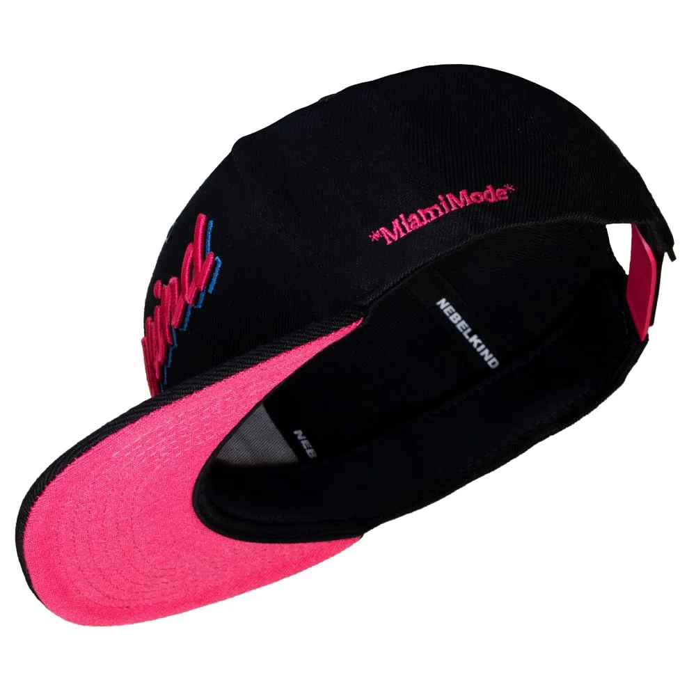 Nebelkind Gorra-Snapback Cap Miami Negro Rosa, Hombre Mujer Unisex, Talla Unica, tamaño Ajustable, Gorra de béisbol Moda, Estilo Streetwear, Gorras de béisbol con Visera Recta
