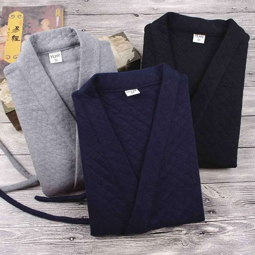 Fancy Pumpkin - Vestido de estilo japonés para hombre, suelto, más grueso, invierno, cálido, Kimono Pijamas