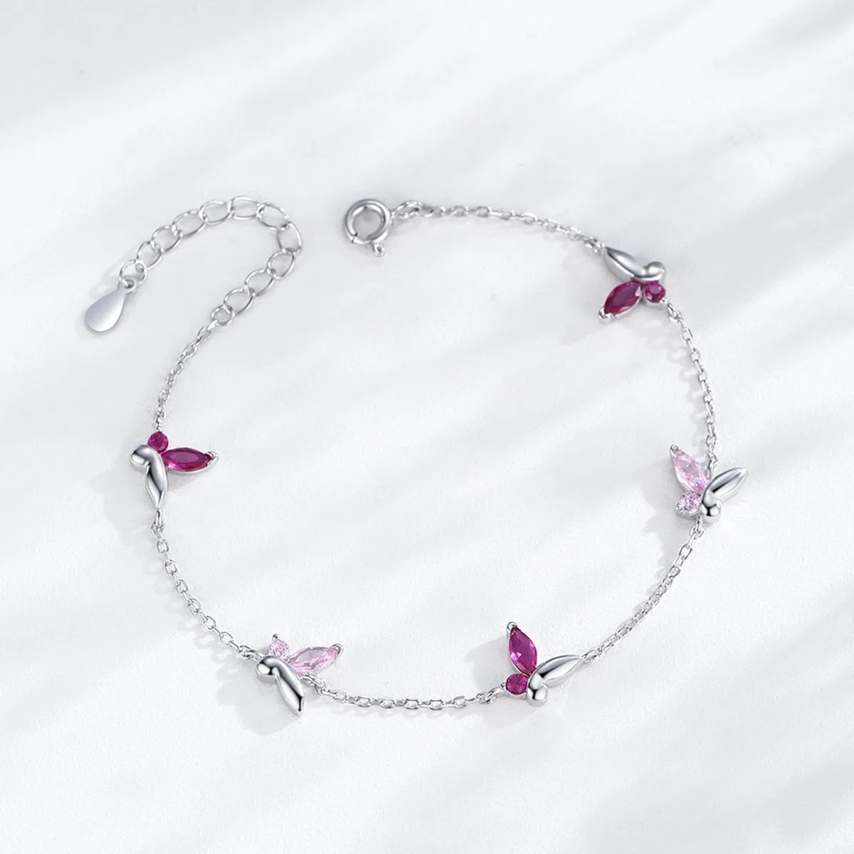 Pulseras de mariposa para mujer de plata de ley 925 con circonita cúbica, pulsera ajustable de mariposa de plata para mujer, adecuada para aniversario