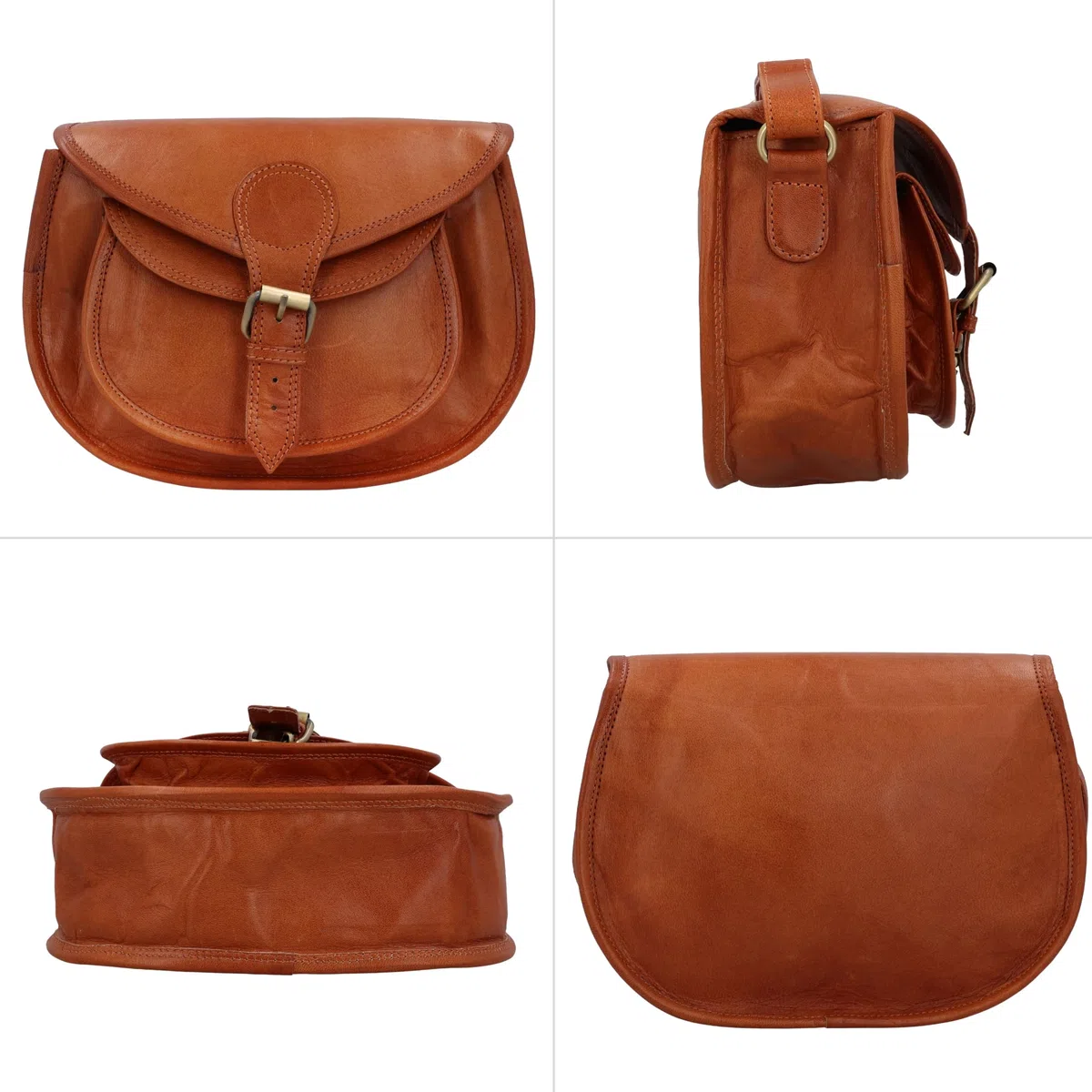 Gusti Bolso bandolera Cuero - "Evelyn" Bolso de Mujer Bolso de Mano Pequeño Marrón