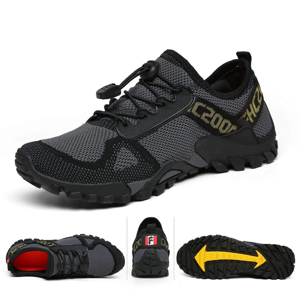ABAO Zapatos de senderismo para hombre y mujer, zapatos deportivos al aire libre, antideslizantes, transpirables, tenis bajos para caminar, senderismo, senderismo, escalada, viajes, ligeros, Gris, 6