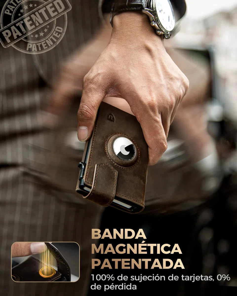 LORZOR Cartera Airtag Hombre Pequeñas con Monedero XXL, Billetera Hombre Piel con Cierre Magnético, Cartera Tarjetero Pop-up con Bloqueo RFID, Wallet Tres Pliegues Capacidad para 10 Tarjetas