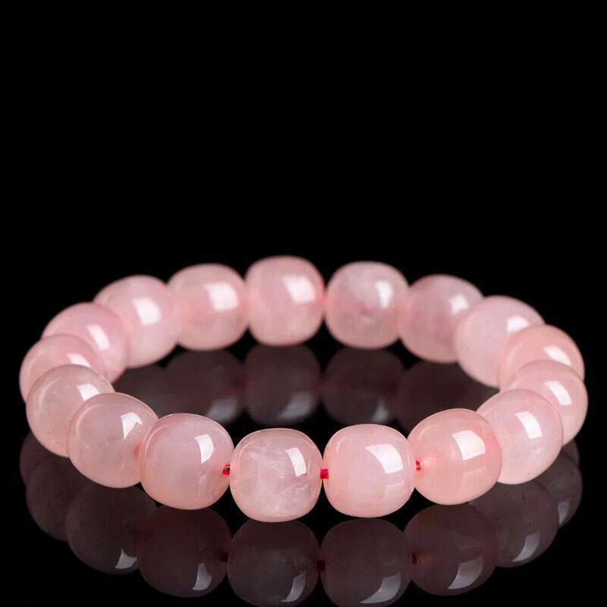 Pulseras Naturales Pulsera de Cuarzo Rosa, Pulsera elástica Hecha a Mano con Piedras Preciosas Rosas Naturales para Amor, energía Positiva, Yoga meditación Unisex para Equilibrio,10 * 12mm