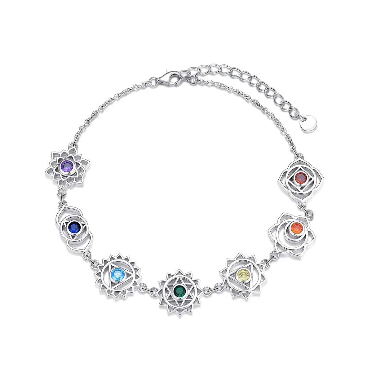 Pulsera de chakras de plata de ley 925, pulsera de los 7 chakras para muje chakra pulseras para mujeres