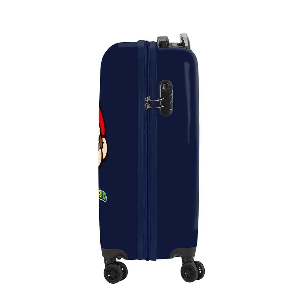 Safta | Maleta de Cabina 20″ Super Mario Mamma MIA, ABS + PC Resistente, 4 Ruedas Dobles 360º, Candado de Seguridad, Interior Forrado con Separador y Bolsillo de Red, Medidas 34,5x20x55 cm