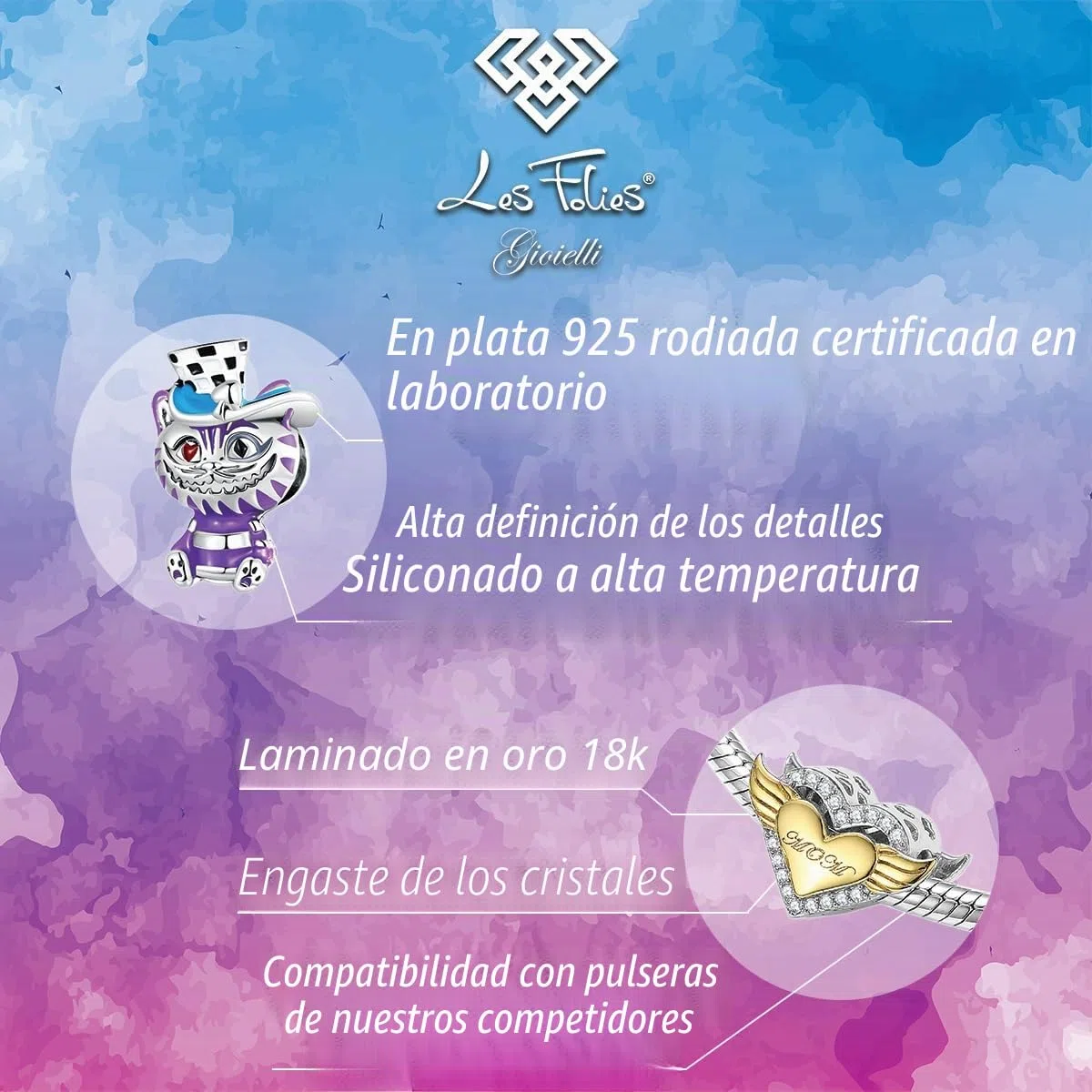 Charm del Zodíaco: Peces de plata 925 - Les Folies (Modelo Pandora)