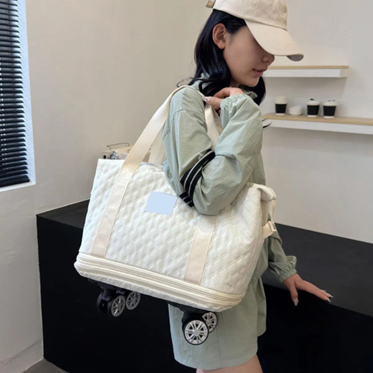 Genérico Bolsa de viaje plegable con ruedas, bolsa de viaje con ruedas | Bolsa de viaje con ruedas Bolsa de para llevar - Maleta extensible para equipaje de mano para viajes de padres
