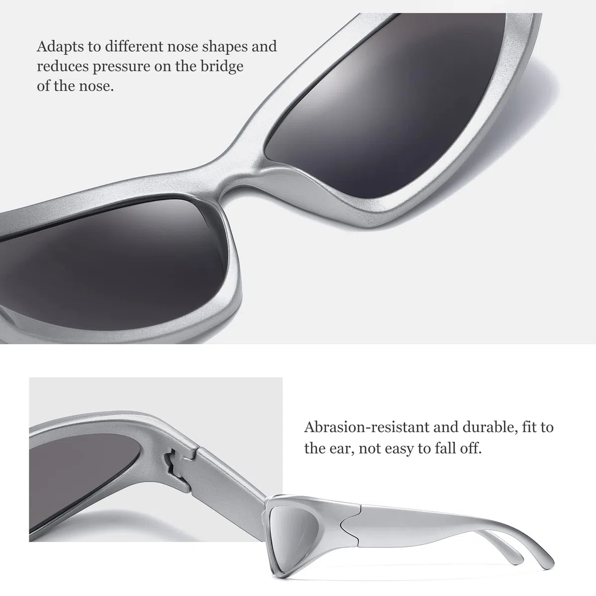 JASPIN Y2K - Gafas de sol envolventes para mujeres y hombres, plateadas, ovaladas, modernas, deportivas, con protección UV