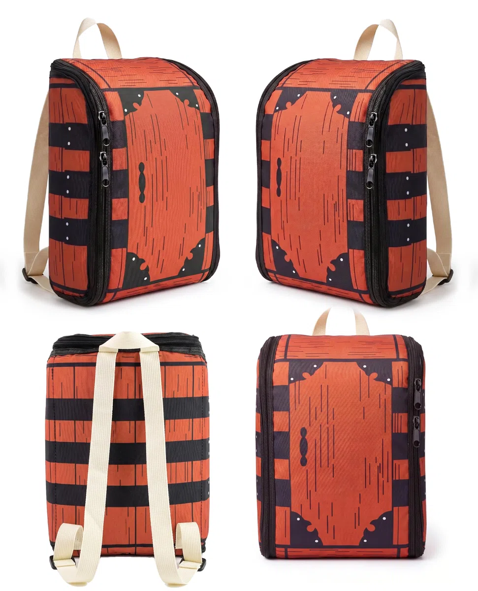 Mochila de cosplay, caja de regalo con impresión de madera, mini bolsa, accesorios de disfraces, accesorios de disfraces, 11.8 x 8.6 pulgadas, pequeña