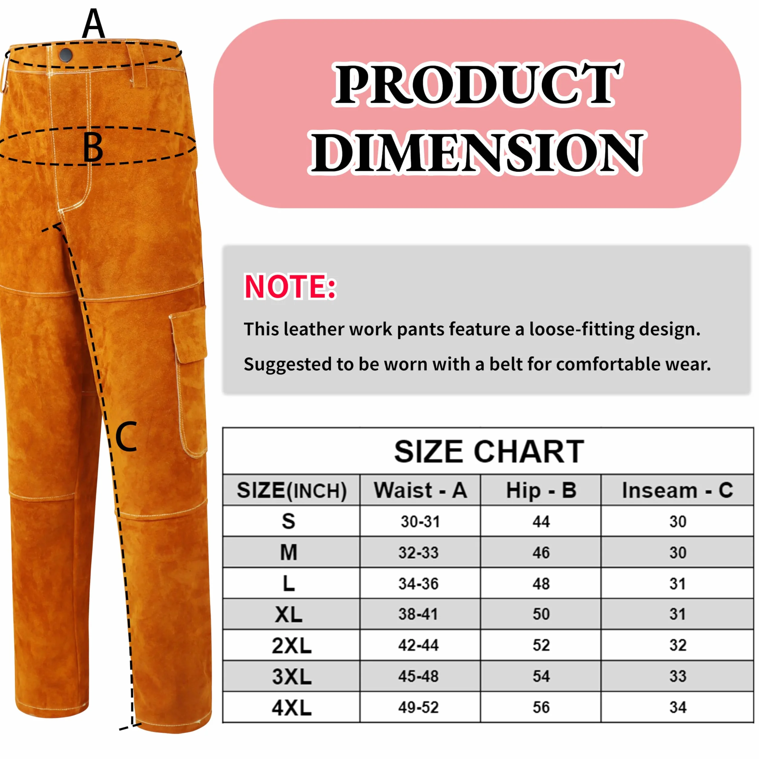 Pantalones Protectores de Cuero para Soldadura, Resistentes al Calor y a Las Llamas, protección Resistente para tareas industriales