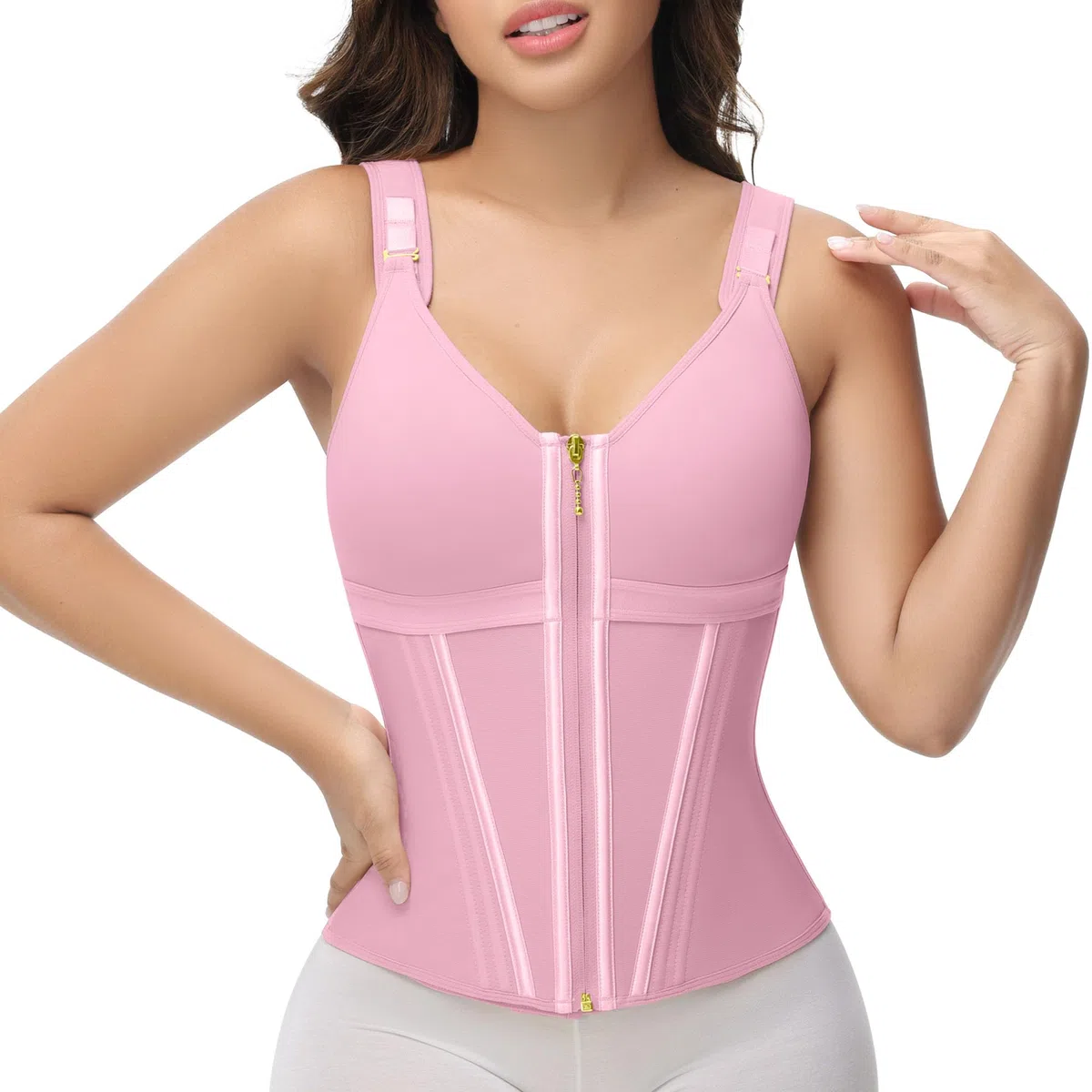 SHAPSHE Corsé de entrenamiento de cintura para mujer, control de abdomen, deportivo, entrenamiento, chaleco moldeador de cuerpo para mujer, posparto, gimnasio, cremallera y ganchos