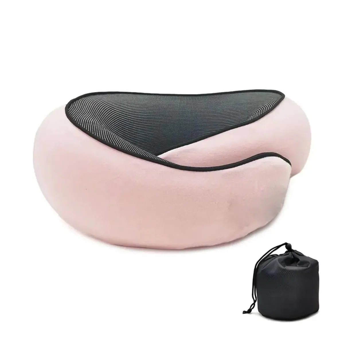 Almohada Viaje Almohada de Viaje Espuma viscoelástica Suave for el Cuello, Soporte Ajustable for Dormir cómodamente en avión, Coche y la Oficina(Pink)
