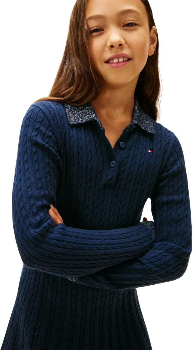 Tommy Hilfiger Mini Cable Sweater Dress Kg0kg08938 Vestido Tipo suéter Niñas