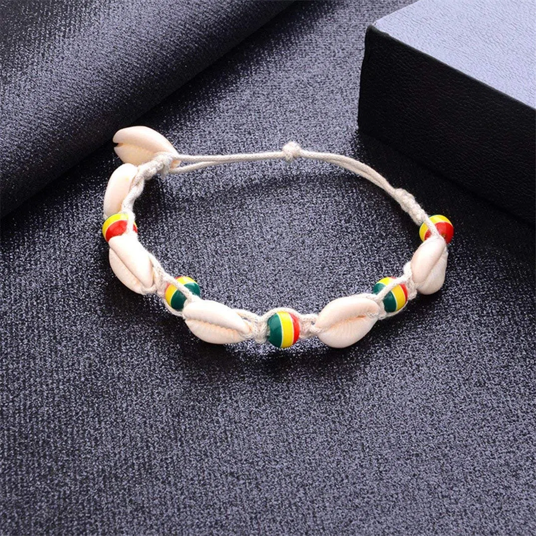 Tobillera Unisex, Tobillera de Concha, Pulsera de Tobillo, Accesorios Tejidos con Cuentas, joyería para pies Ajustable para Mujeres y niñas, rentable y