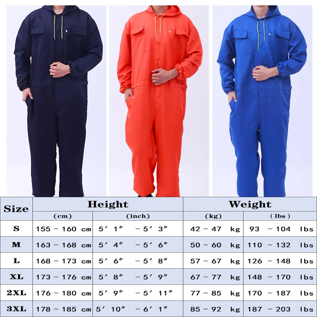 Monos Unisex Con Capucha Mono Ropa De Trabajo De Manga Larga Con Puños Elásticos Y Cintura Ajustable