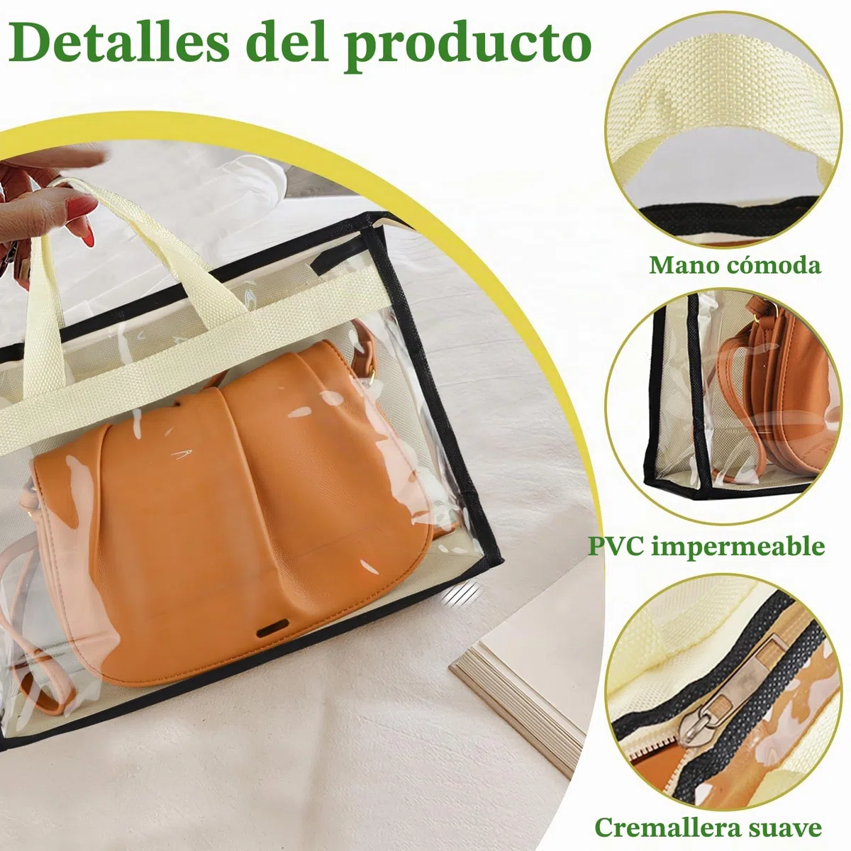 Gcroet Bolsa de Almacenamiento de Bolsos, Organizador de Bolsos, Bolsa con Cubierta Antipolvo, Transparente, Antipolvo, Bolsa de Almacenamiento para Colgar Armario con Cremallera (Paquete de 5)