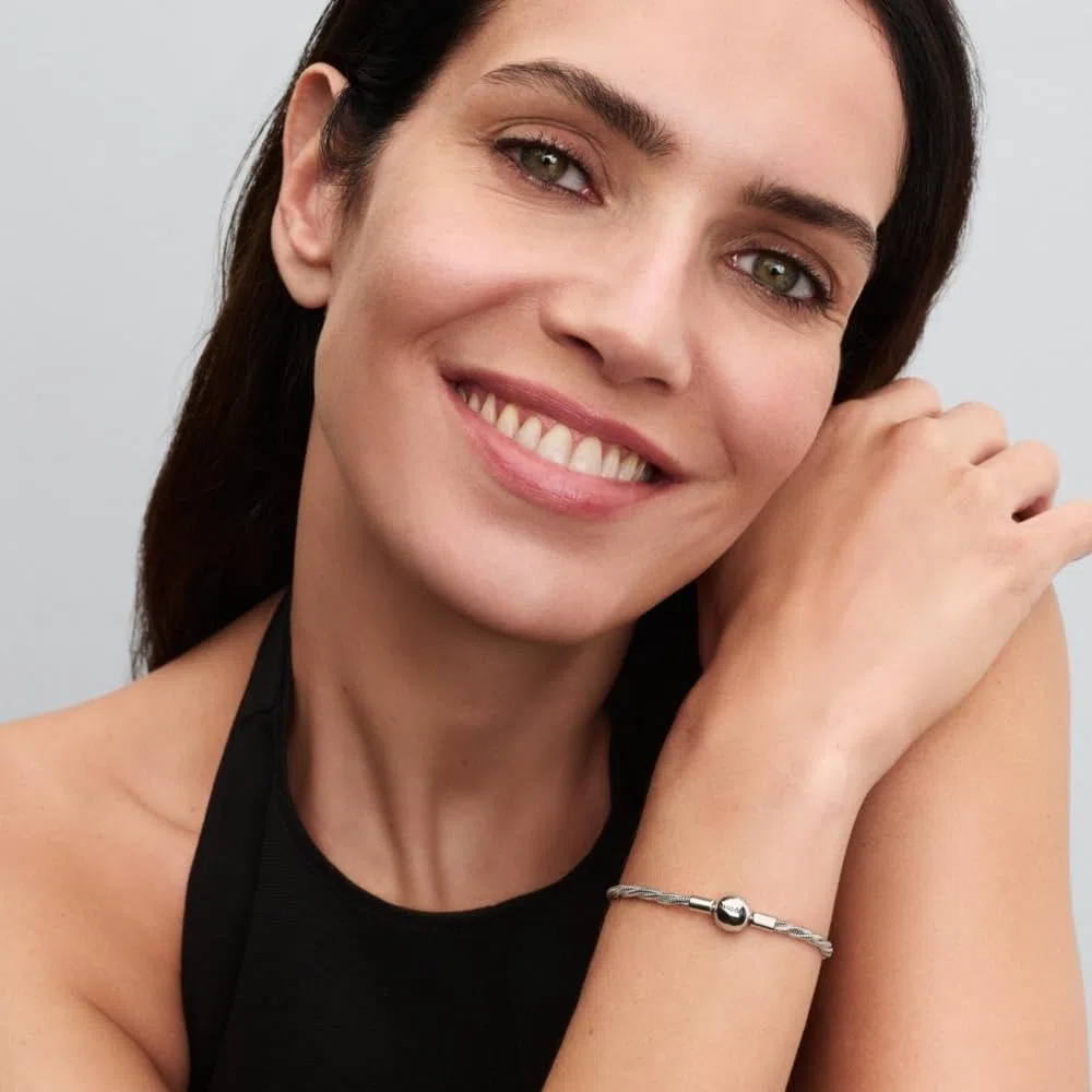 PANDORA Pulsera de plata para mujer, cadena serpiente trenzada, 593757C00