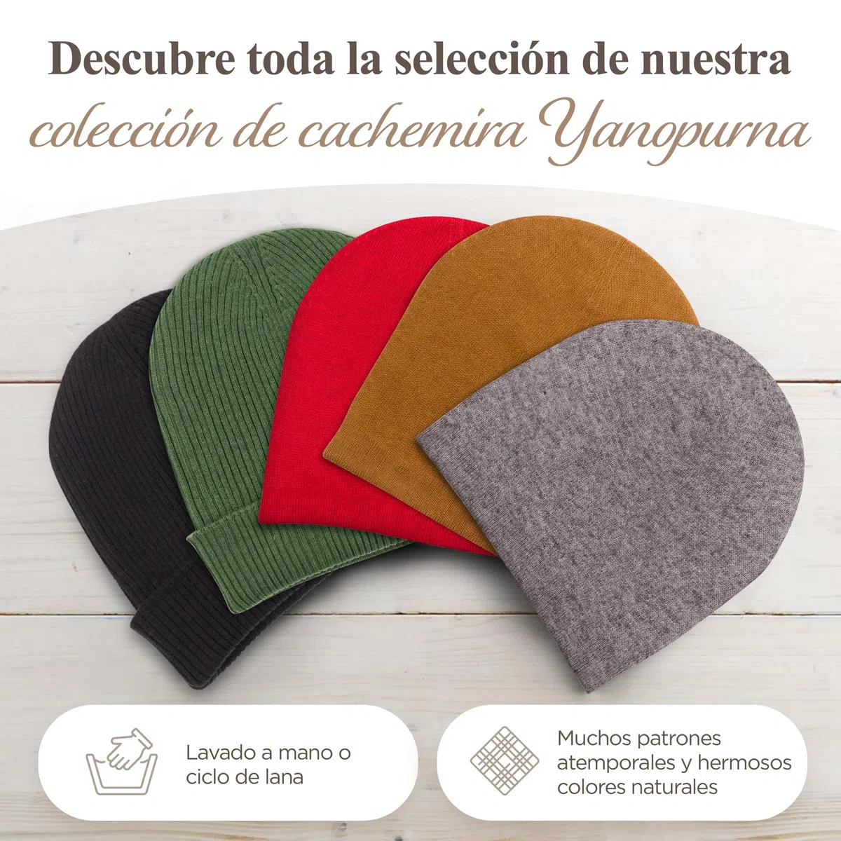 Gorro de Cachemira – Gorro Tejido a Mano con 100% Lana de Cachemira para Hombre y Mujer – Gorro Unisex, Suave Gorro de Invierno, Hecho en Nepal