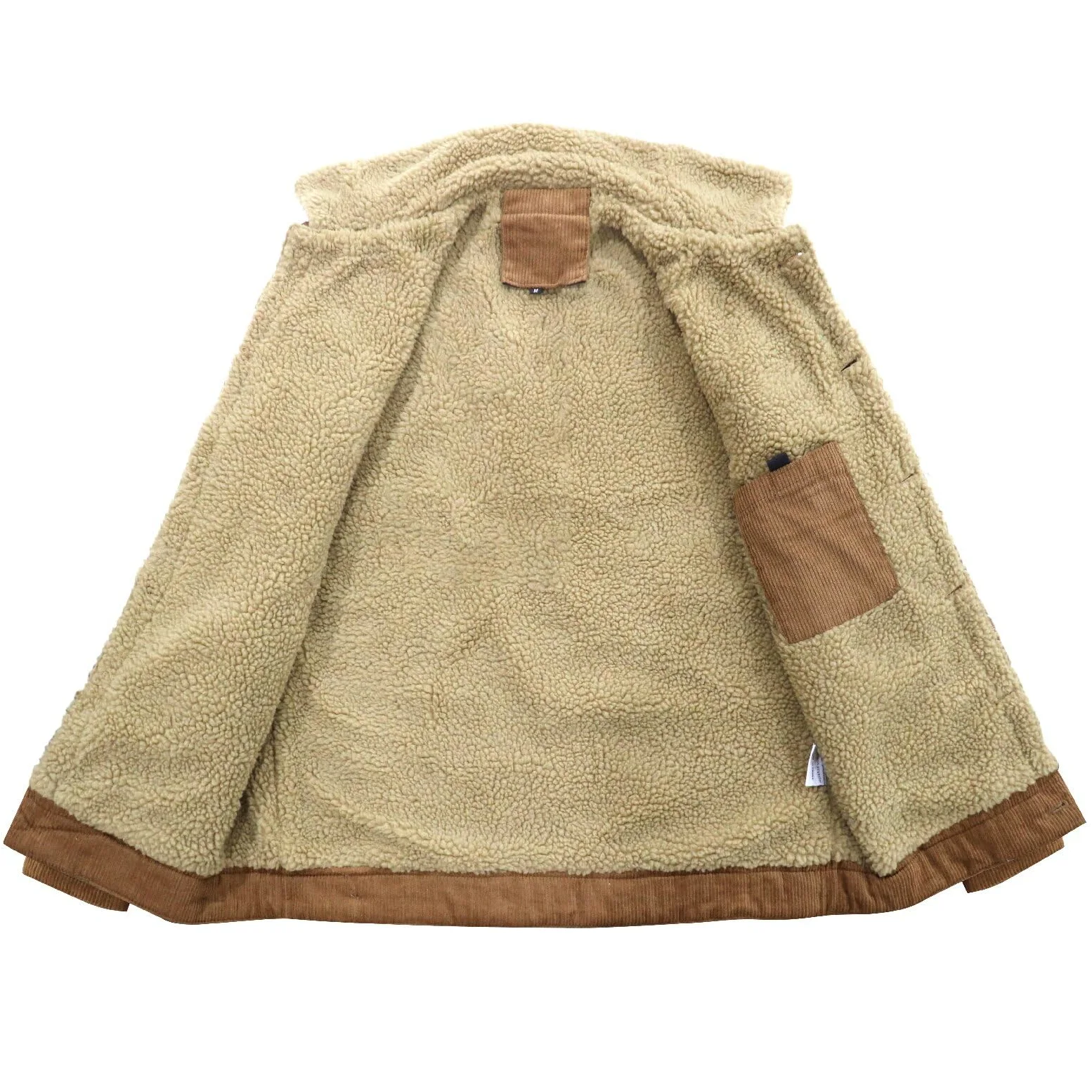 Hombre Chaqueta Cargo Pana con Forro de Polar, Chaqueta de Camionero Cálida, Chaqueta Cortavientos Militar Invierno con Cuello Vuelto